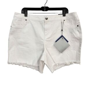 A3 Denim Women's Plus Size Raw Hem White Jean Short - 16W